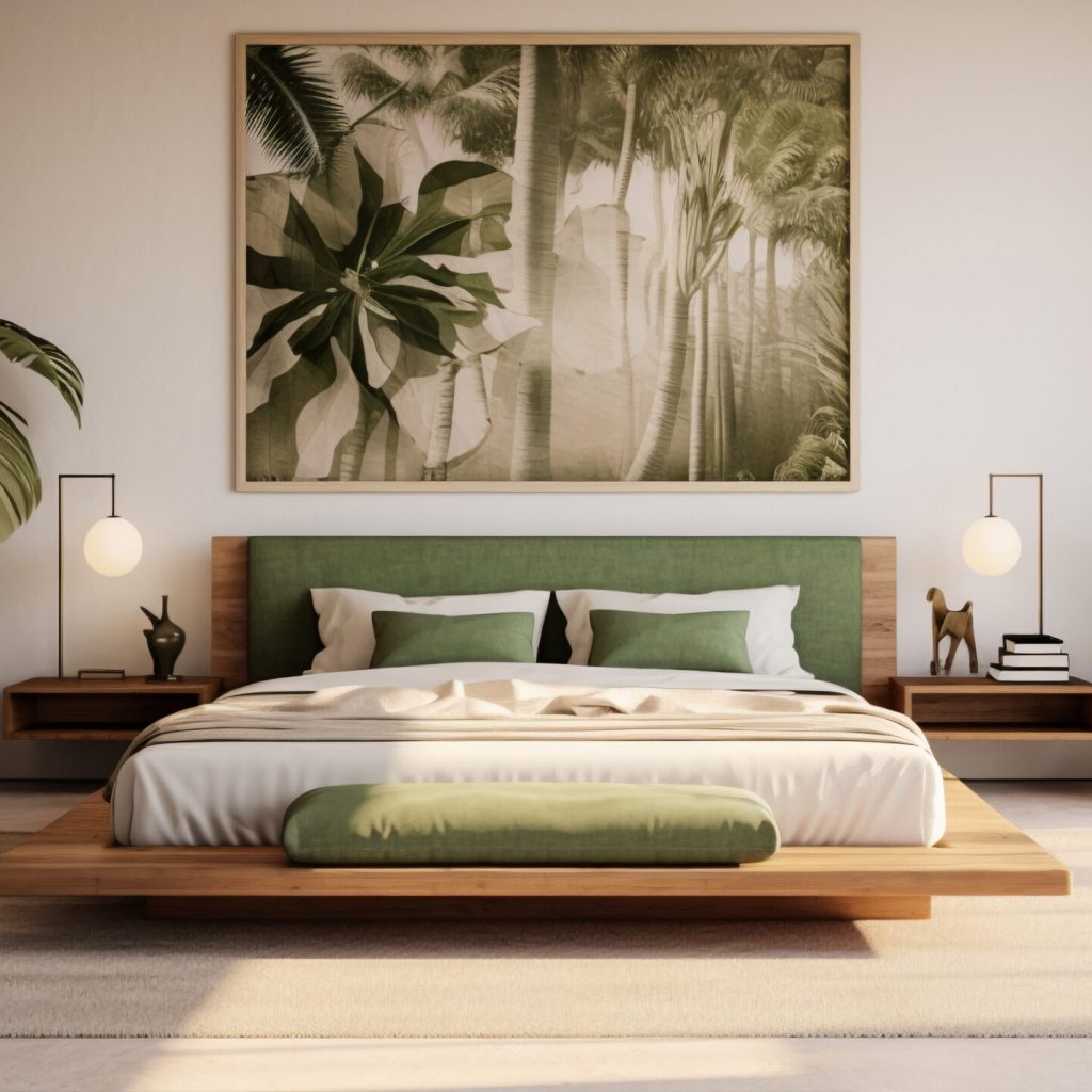 bed bedroom decorated with brazilian folklore design